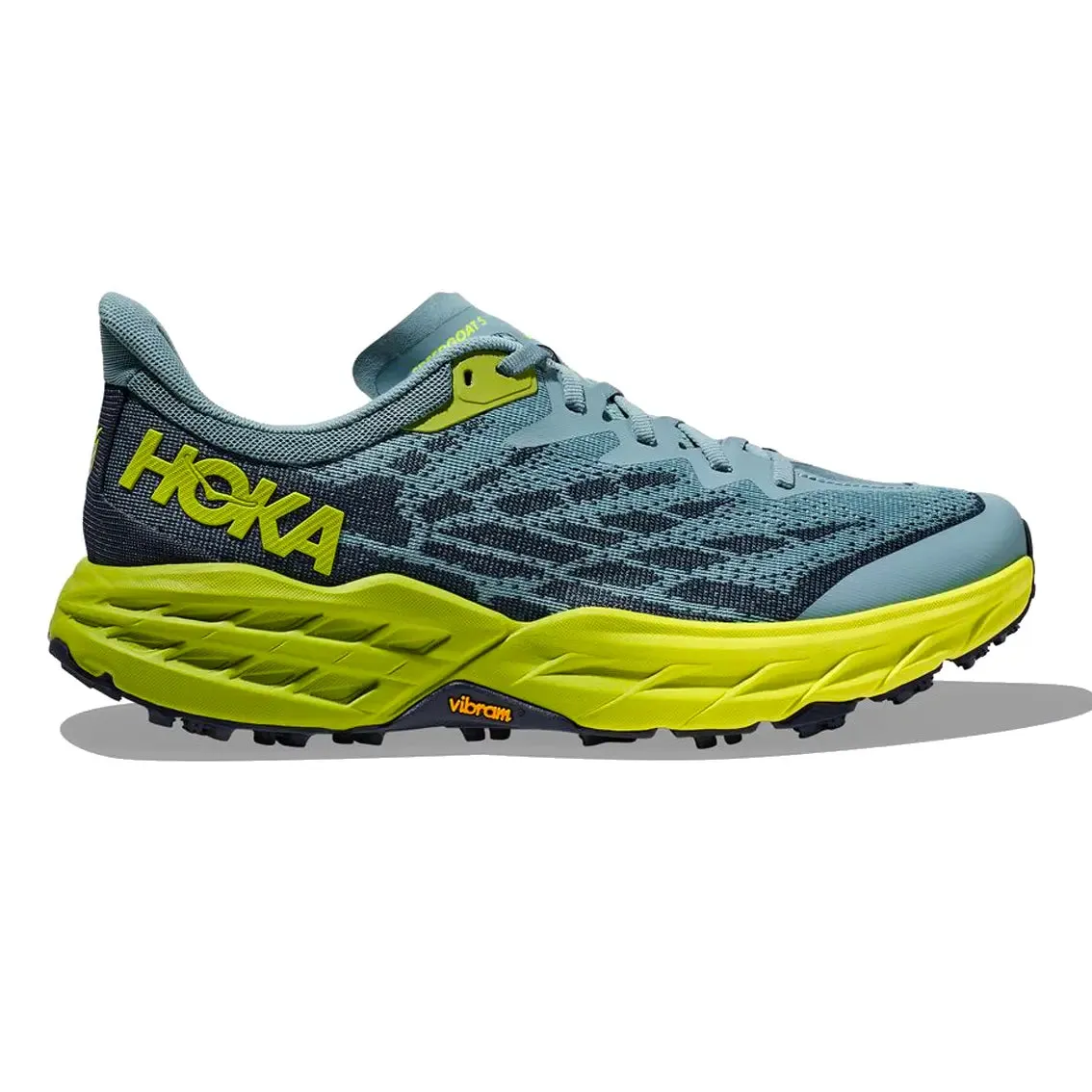 Mens HOKA Speedgoat 5 (Wide) - Stone Blue / Dark Citron