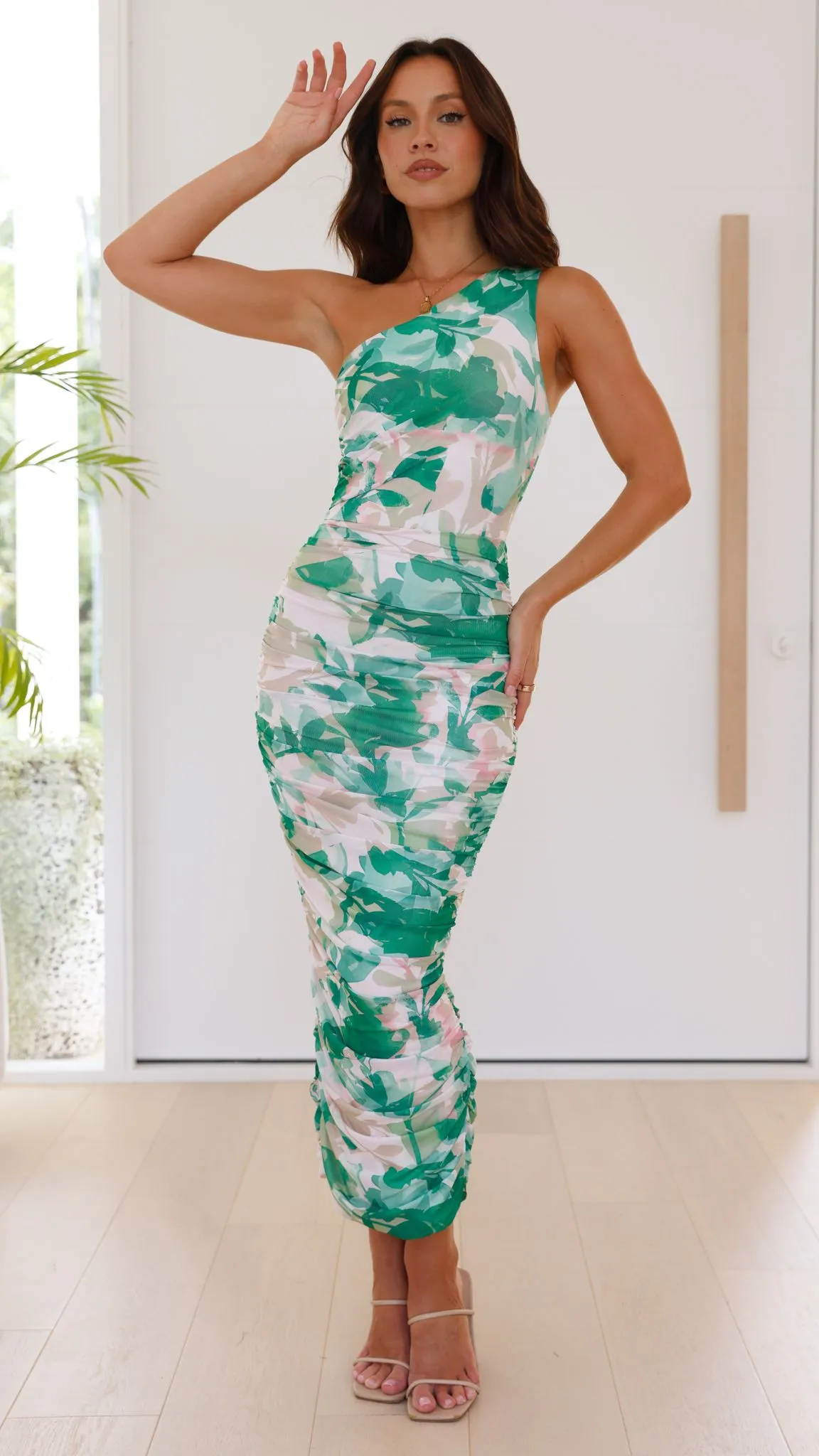 Natalia Midi Dress - Green Print