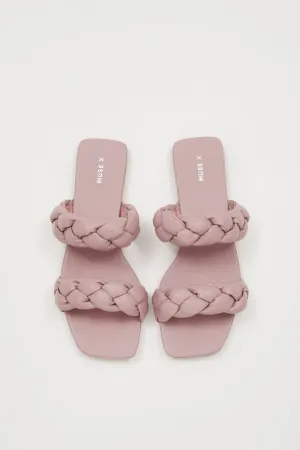 Purple Cassie Braided Strap Flat Mule Sandal