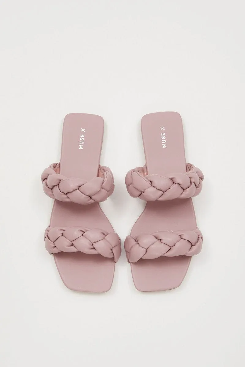 Purple Cassie Braided Strap Flat Mule Sandal